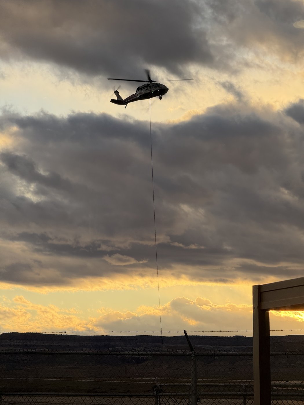 Black Hawk hoist operations at sunset, Moab UT
