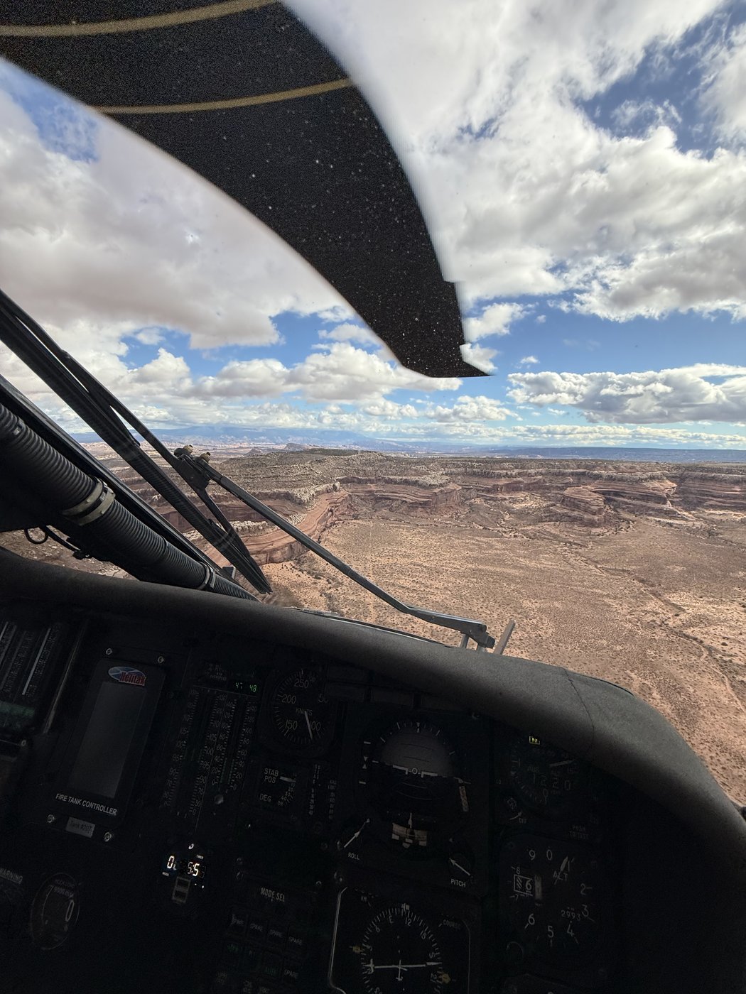 Cockpit view over Moab canyon